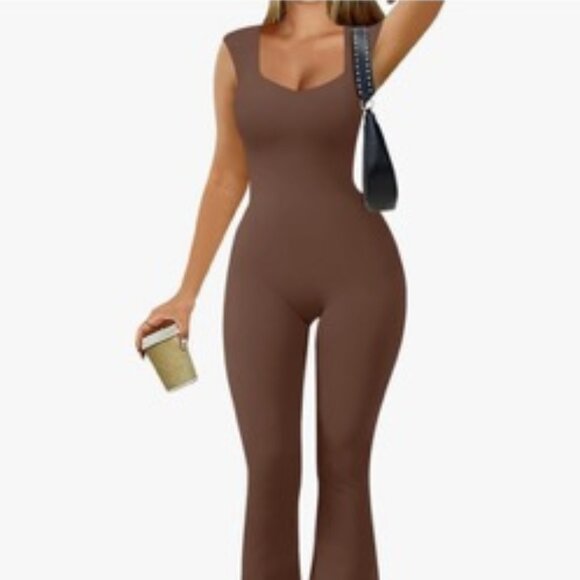 NWT Womens size L Coffee Colored Jumpsuit - Picture 1 of 6